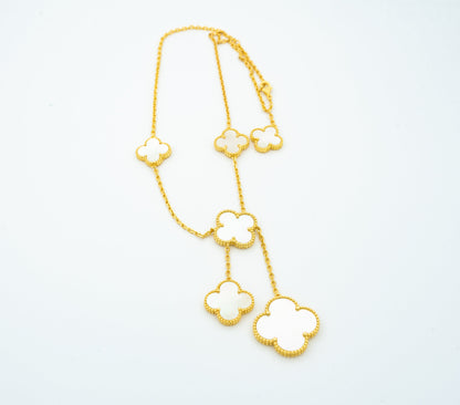 [Charm Aries Jewelry]CLOVER MOTHER OF PEARL NECKLACE 6 MOTIF