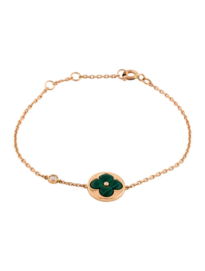 [Charm Aries Jewelry]SUN MALACHITE 1 DIAMOND PINK GOLD BRACELET