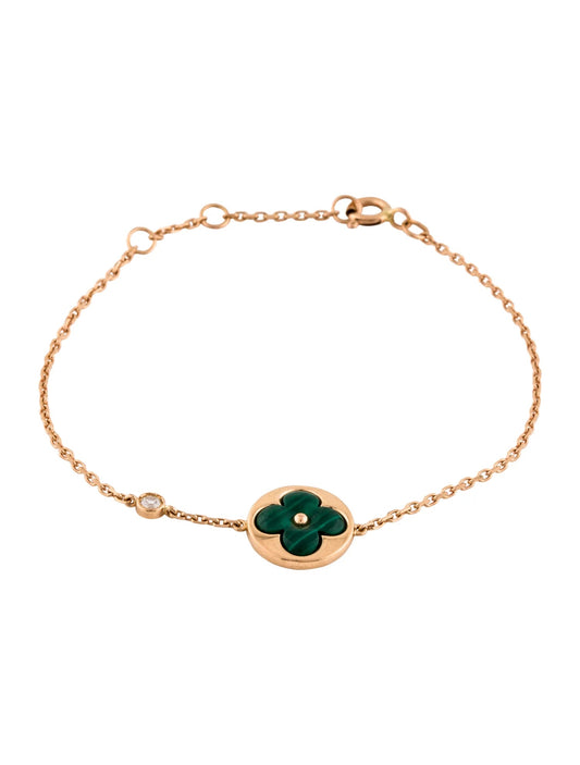 [Charm Aries Jewelry]SUN MALACHITE 1 DIAMOND PINK GOLD BRACELET
