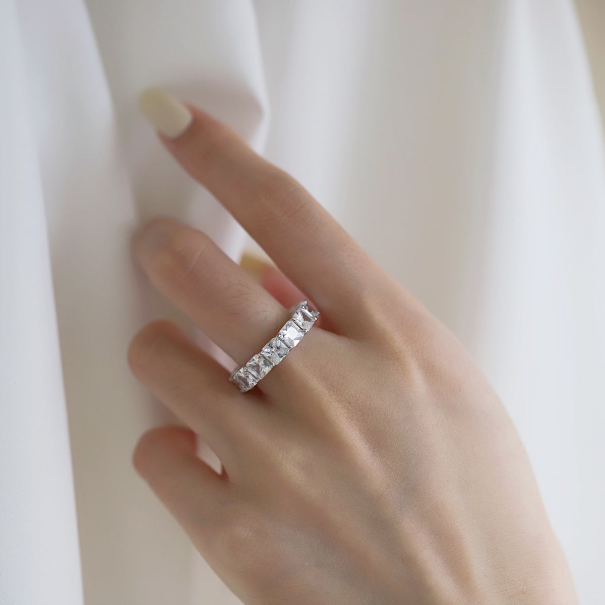 [Charm Aries Jewelry]Elegant Princess Cut Tennis Ring