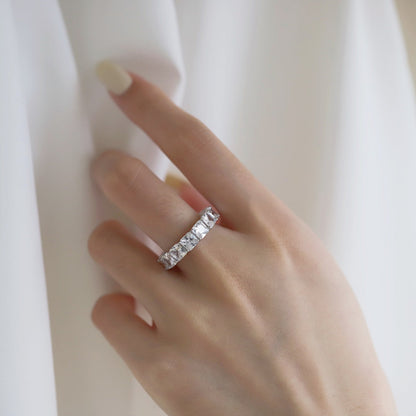 [Charm Aries Jewelry]Elegant Princess Cut Tennis Ring
