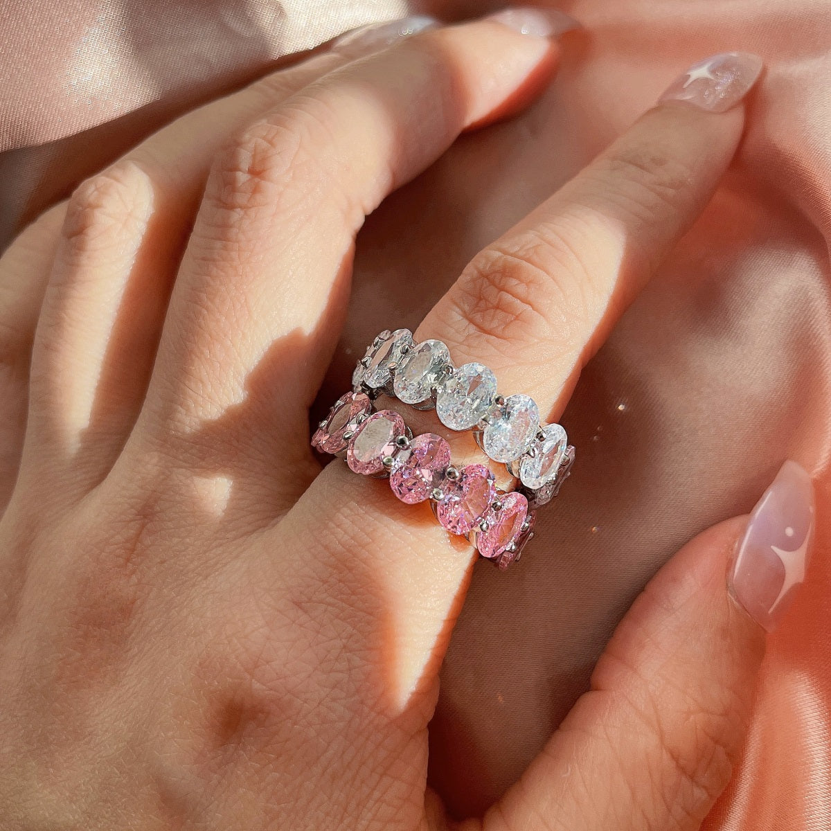 [Charm Aries Jewelry]Dainty Elongated Cushion Cut Tennis Ring