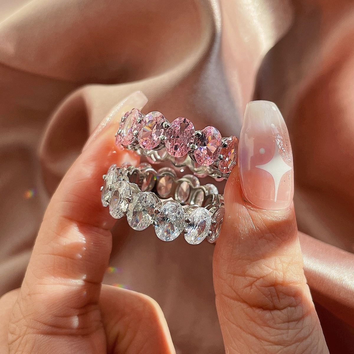 [Charm Aries Jewelry]Dainty Elongated Cushion Cut Tennis Ring