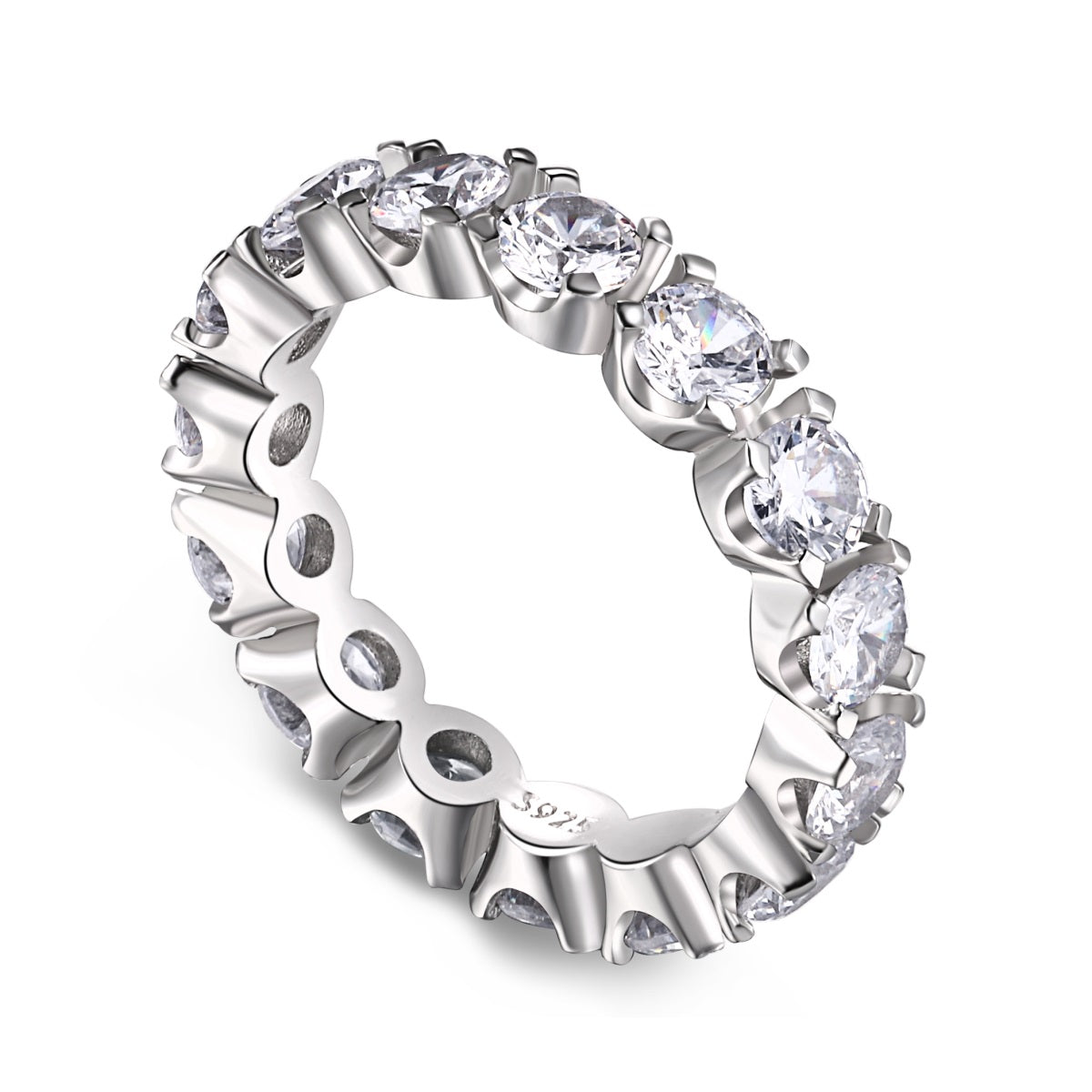 [Charm Aries Jewelry]Eternity Round Cut Tennis Ring