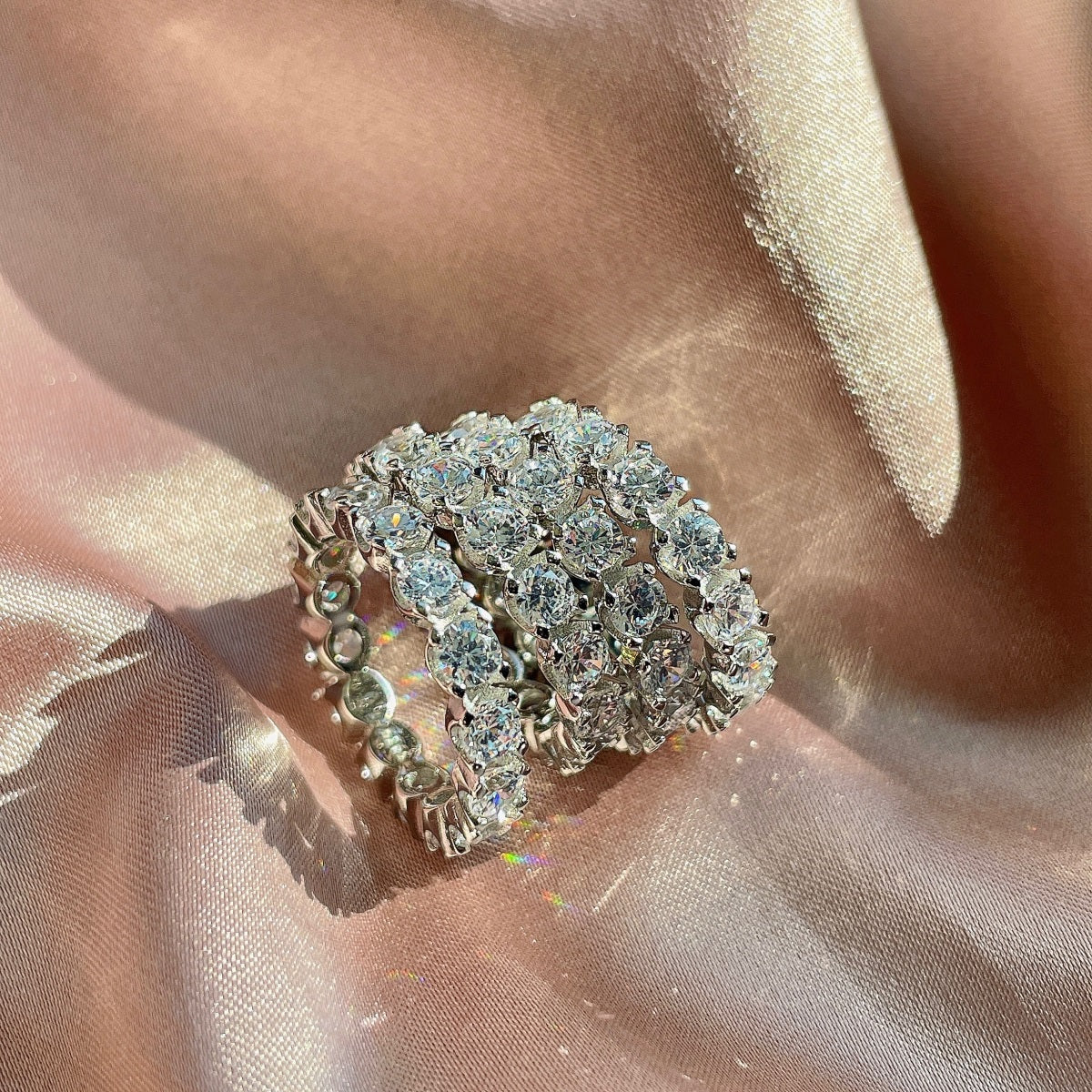 [Charm Aries Jewelry]Eternity Round Cut Tennis Ring