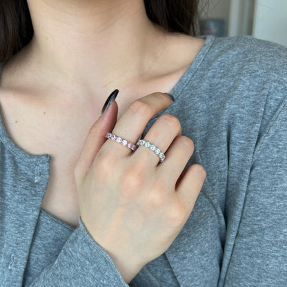 [Charm Aries Jewelry]Eternity Round Cut Tennis Ring