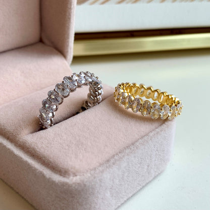 [Charm Aries Jewelry]Ornate Oval Cut Tennis Ring