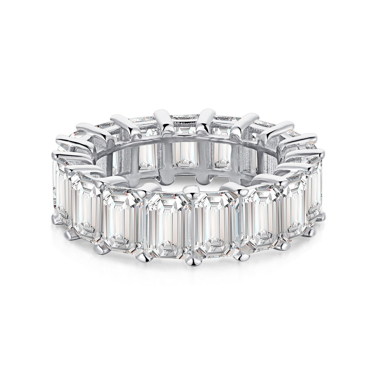 [Charm Aries Jewelry]0.75 Carat Elegant Emerald Cut Tennis Ring