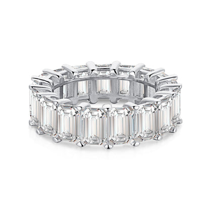 [Charm Aries Jewelry]0.75 Carat Elegant Emerald Cut Tennis Ring