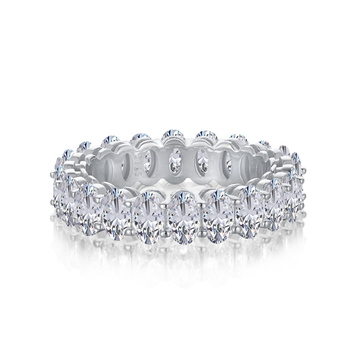 [Charm Aries Jewelry]Ornate Oval Cut Tennis Ring