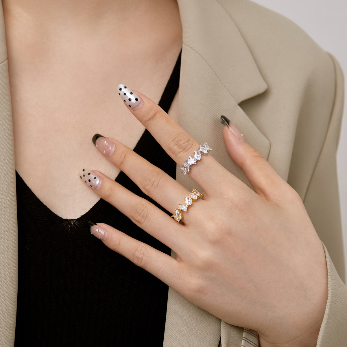 [Charm Aries Jewelry]Delicate Multi Cut Ring