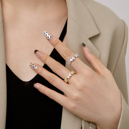 [Charm Aries Jewelry]Delicate Multi Cut Ring
