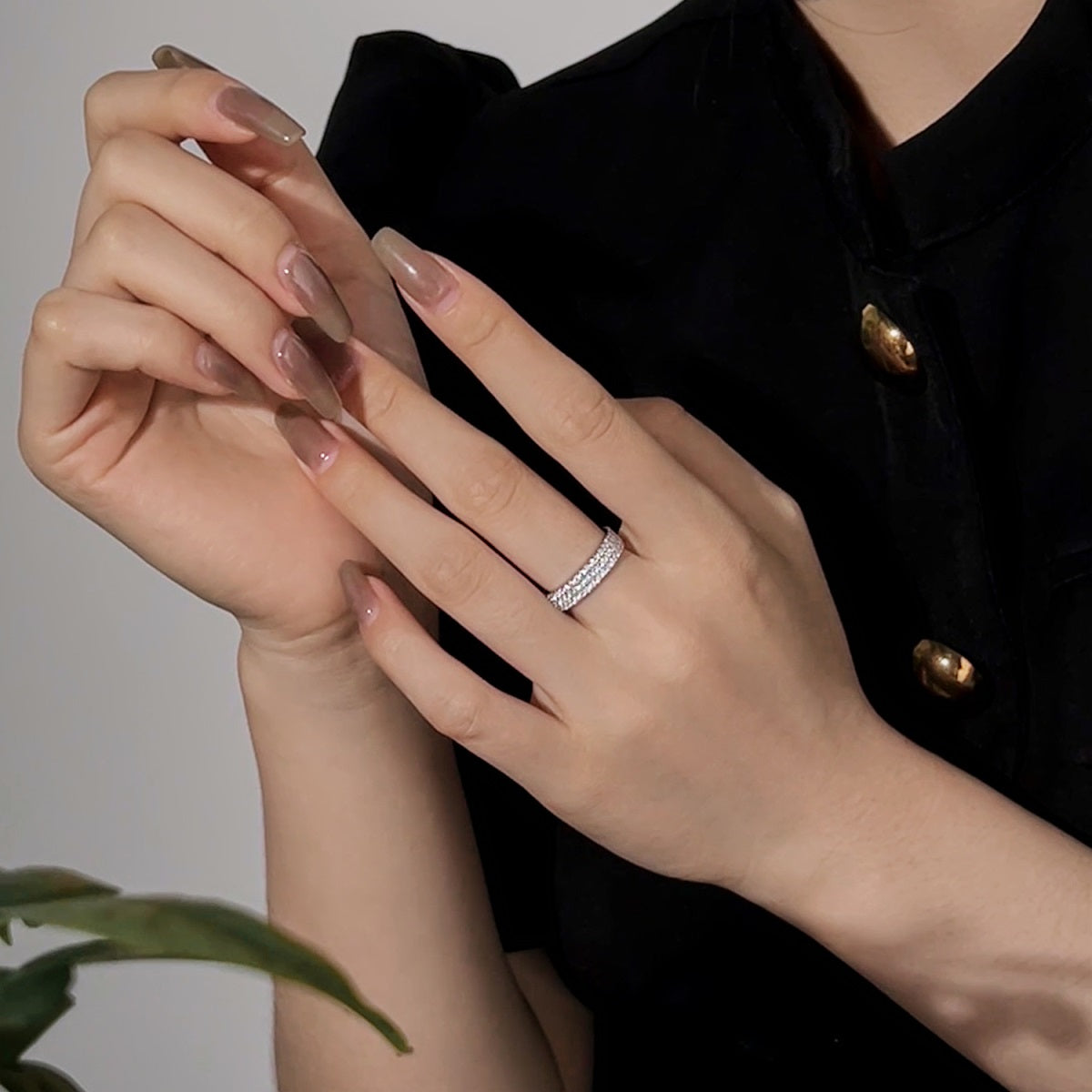 [Charm Aries Jewelry]Dainty Round Cut Tennis Ring