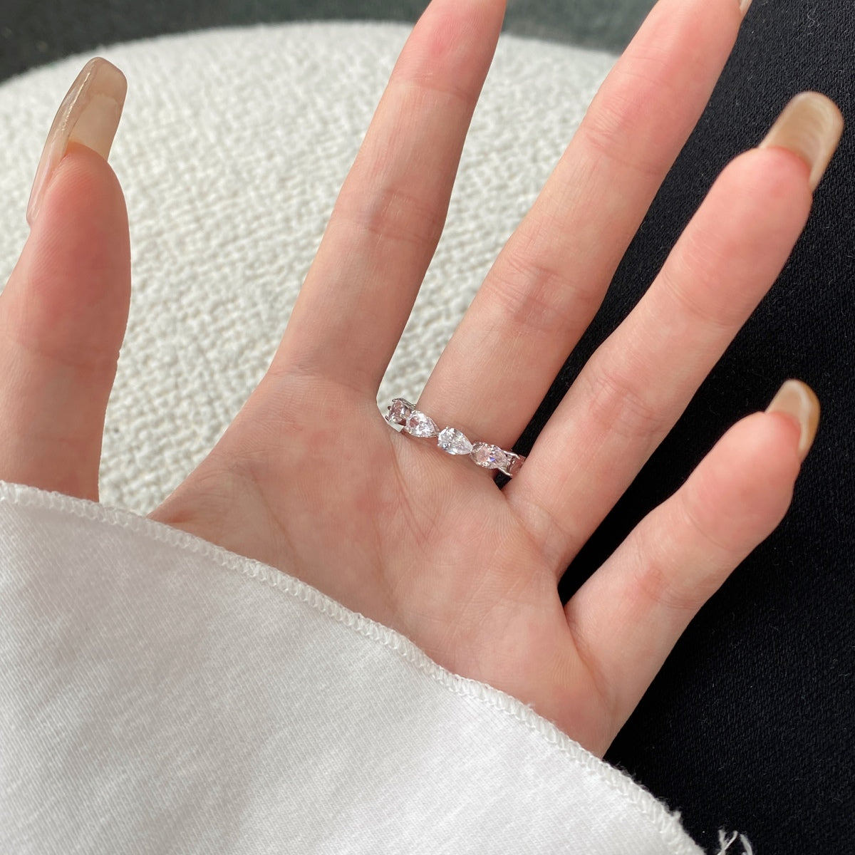 [Charm Aries Jewelry]Exquisite Pear Cut Tennis Ring