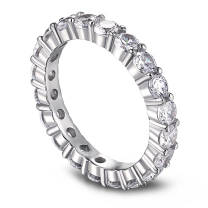 [Charm Aries Jewelry]Sparkling Round Cut Tennis Ring