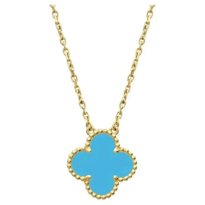 [Charm Aries Jewelry]CLOVER 15MM VINTAGE TURQUOISE NECKLACE