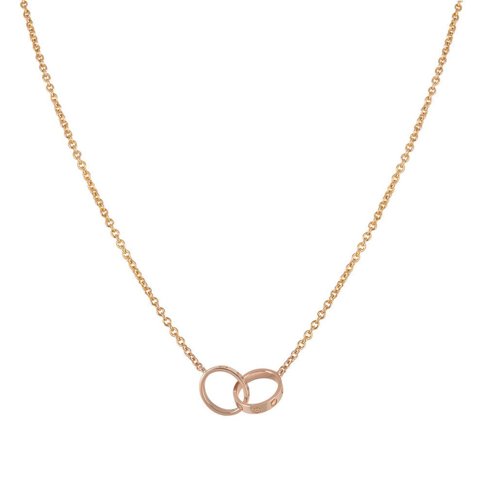 [Charm Aries Jewelry]LOVE NECKLACE DOUBLE RING PINK GOLD