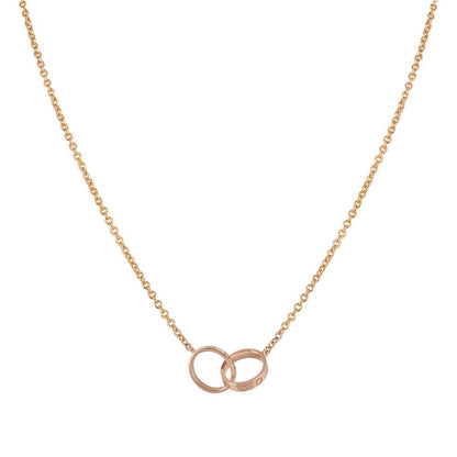 [Charm Aries Jewelry]LOVE NECKLACE DOUBLE RING PINK GOLD