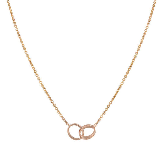 [Charm Aries Jewelry]LOVE NECKLACE DOUBLE RING PINK GOLD