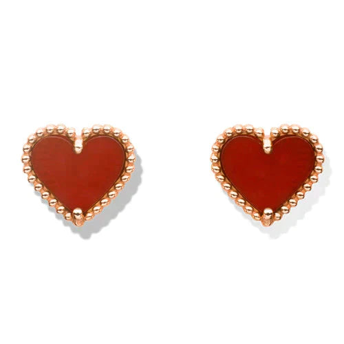 [Charm Aries Jewelry]HEART CARNELIAN STUD EARRINGS