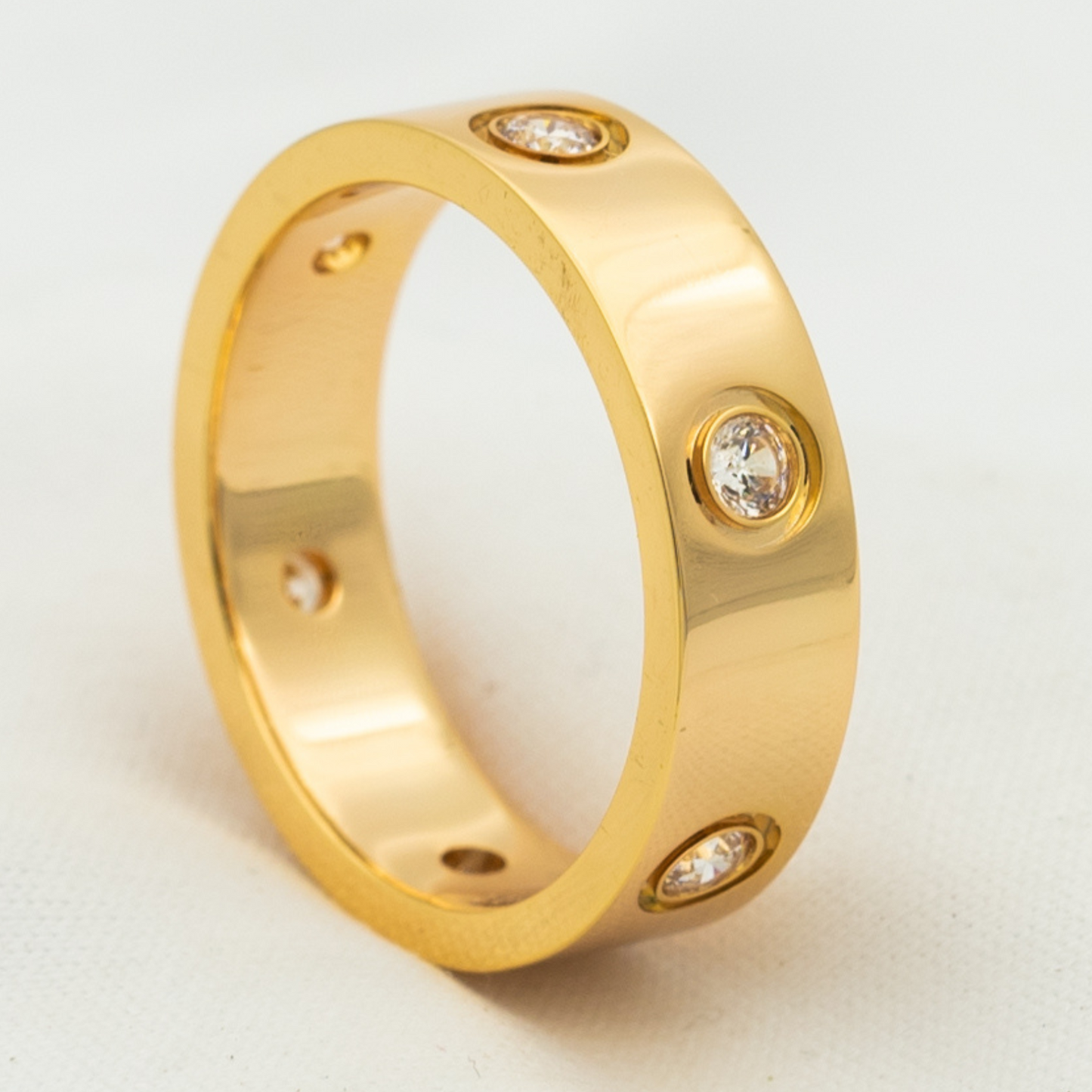 [Charm Aries Jewelry]LOVE RING 5.5MM 6 DIAMONDS PINK GOLD