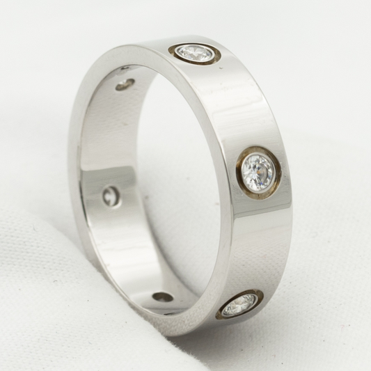 [Charm Aries Jewelry]LOVE RING 5.5MM 6 DIAMONDS SILVER