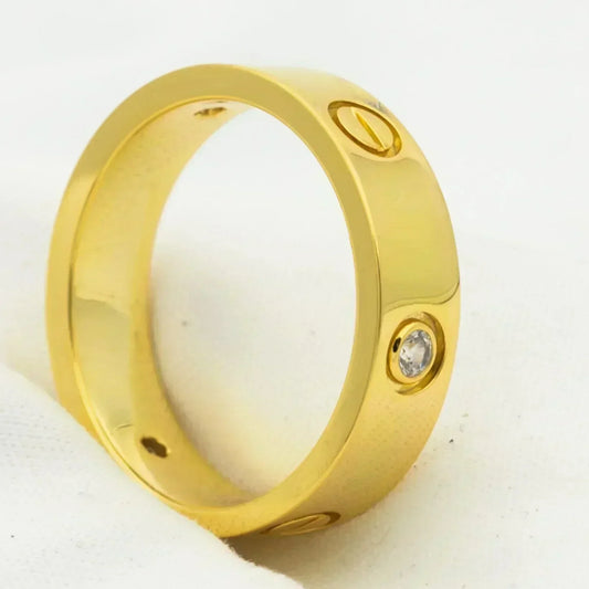 [Charm Aries Jewelry]LOVE RING 5.5MM 3 DIAMONDS GOLD