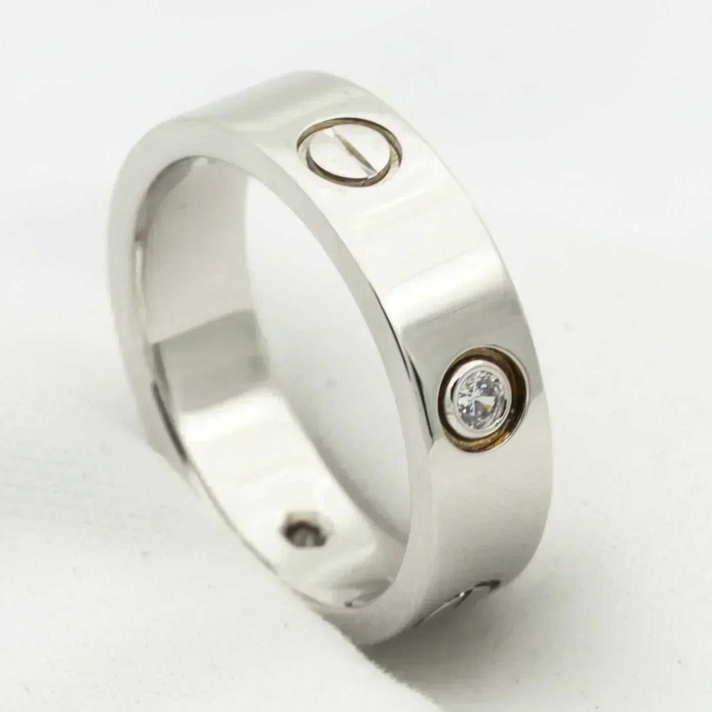 [Charm Aries Jewelry]LOVE RING 5.5MM 3 DIAMONDS SILVER