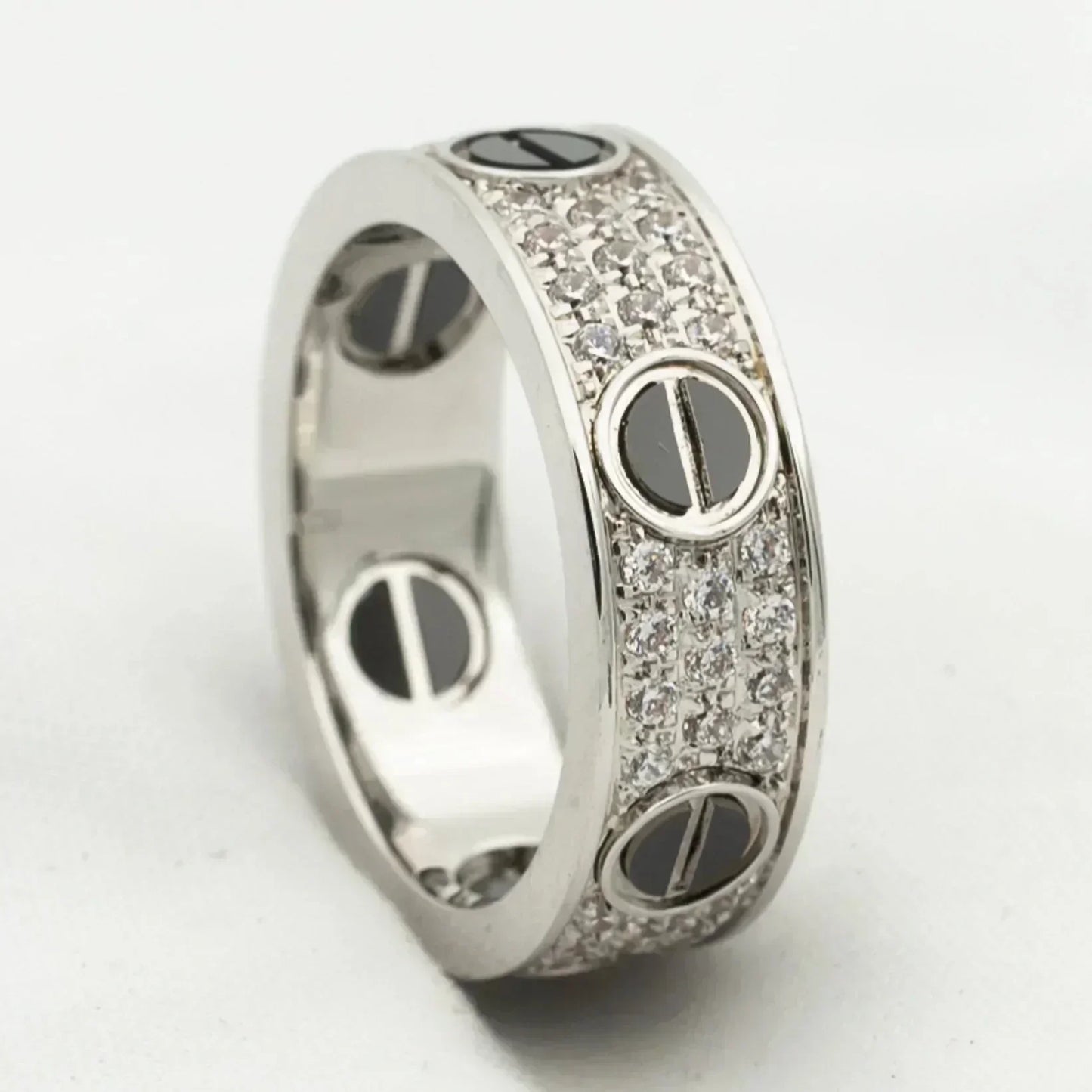 [Charm Aries Jewelry]LOVE RING 5.5MM DIAMONDS PAVED CERAMIC
