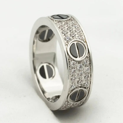 [Charm Aries Jewelry]LOVE RING 5.5MM DIAMONDS PAVED CERAMIC