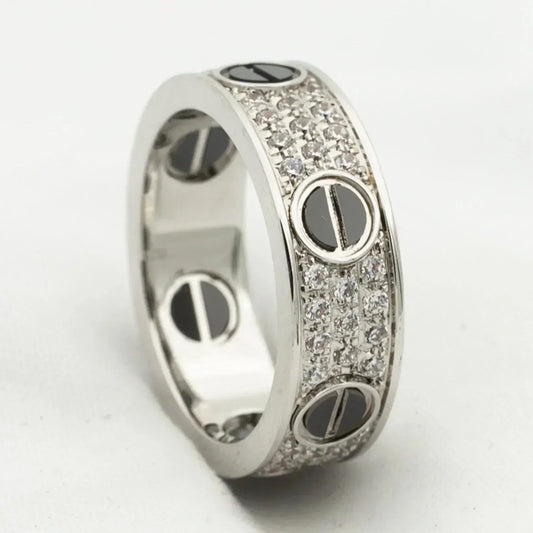 [Charm Aries Jewelry]LOVE RING 5.5MM DIAMONDS PAVED CERAMIC
