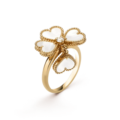 [Charm Aries Jewelry]SWEET CLOVER WHITE MOP RING
