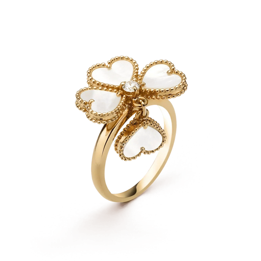 [Charm Aries Jewelry]SWEET CLOVER WHITE MOP RING