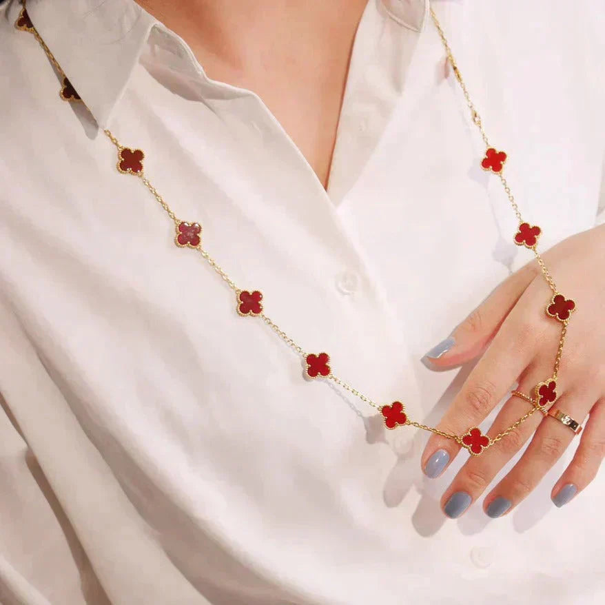 [Charm Aries Jewelry]CLOVER 20 MOTIFS CARNELIAN NECKLACE