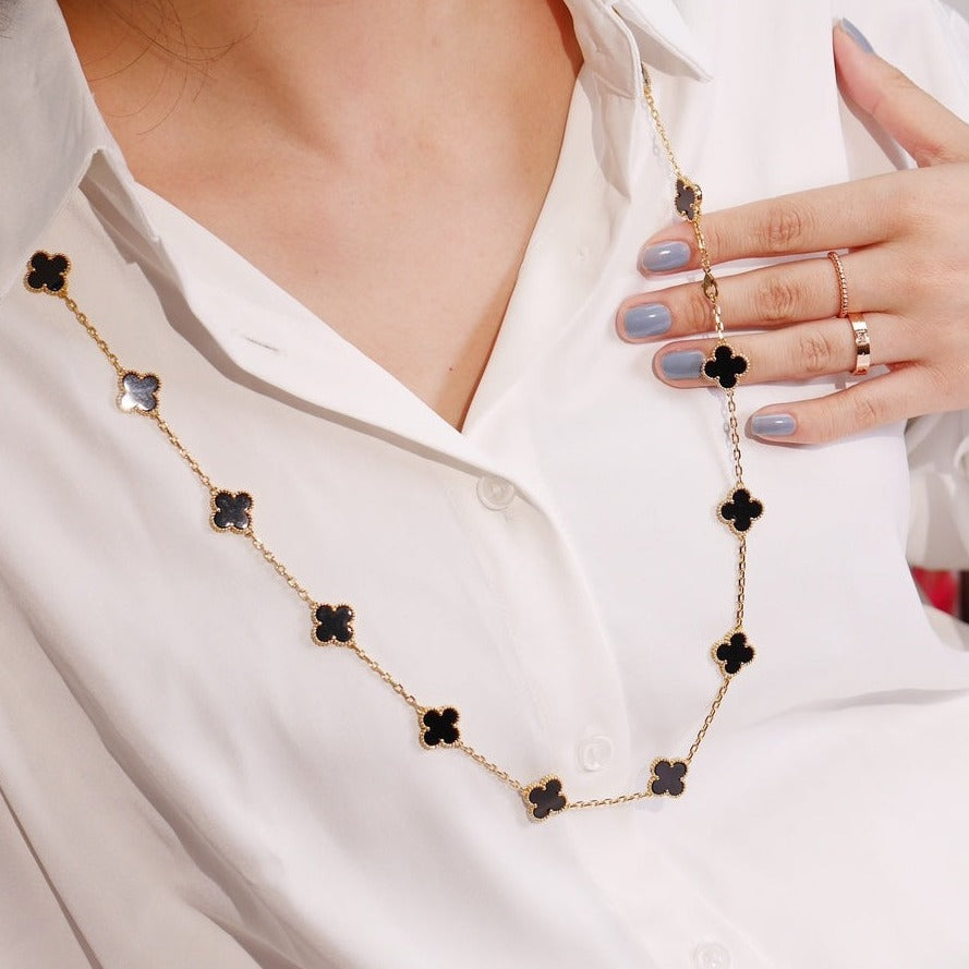 [Charm Aries Jewelry]CLOVER 20 MOTIFS ONYX ROSE GOLD