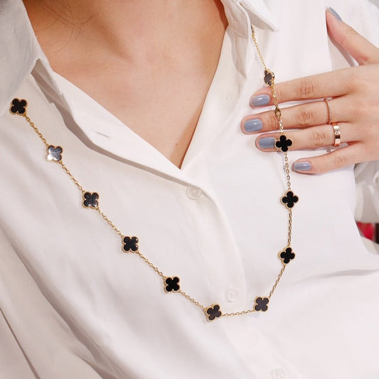 [Charm Aries Jewelry]CLOVER 20 MOTIFS ONYX ROSE GOLD
