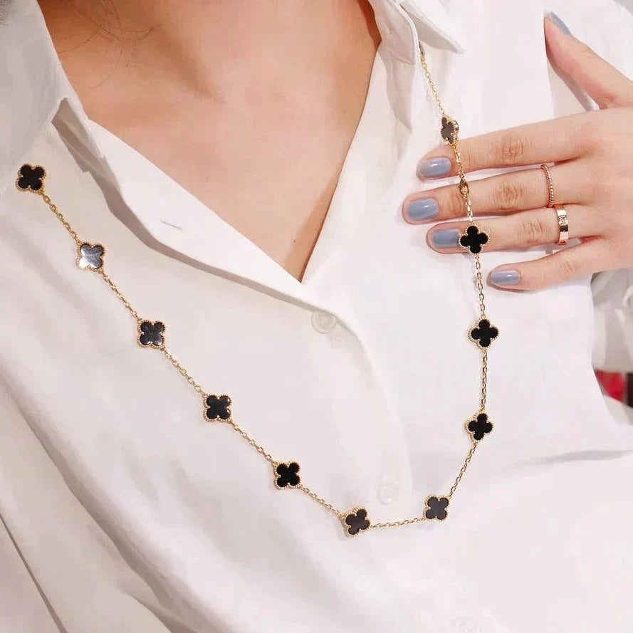 [Charm Aries Jewelry]CLOVER 20 MOTIFS ONYX NECKLACE