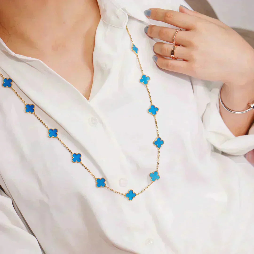 [Charm Aries Jewelry]CLOVER 20 MOTIFS TURQUOISE GOLD