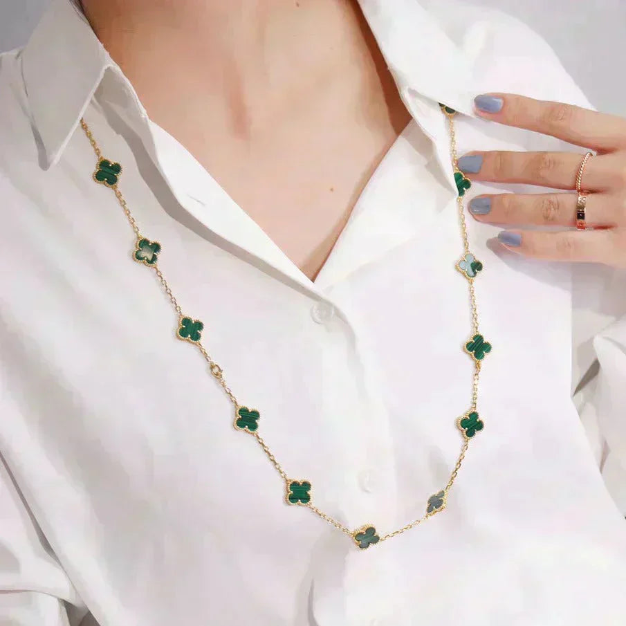 [Charm Aries Jewelry]CLOVER 20 MOTIFS MALACHITE GOLD