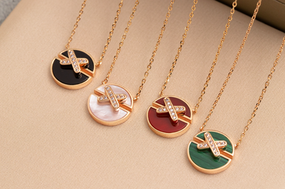 [Charm Aries Jewelry]JEUX DE PINK GOLD DIAMOND NECKLACE