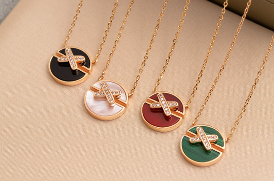 [Charm Aries Jewelry]JEUX DE PINK GOLD DIAMOND NECKLACE