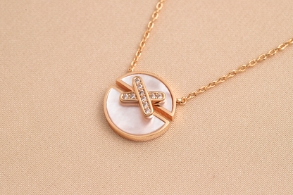 [Charm Aries Jewelry]JEUX DE PINK GOLD DIAMOND NECKLACE