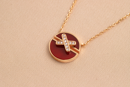 [Charm Aries Jewelry]JEUX DE PINK GOLD DIAMOND NECKLACE