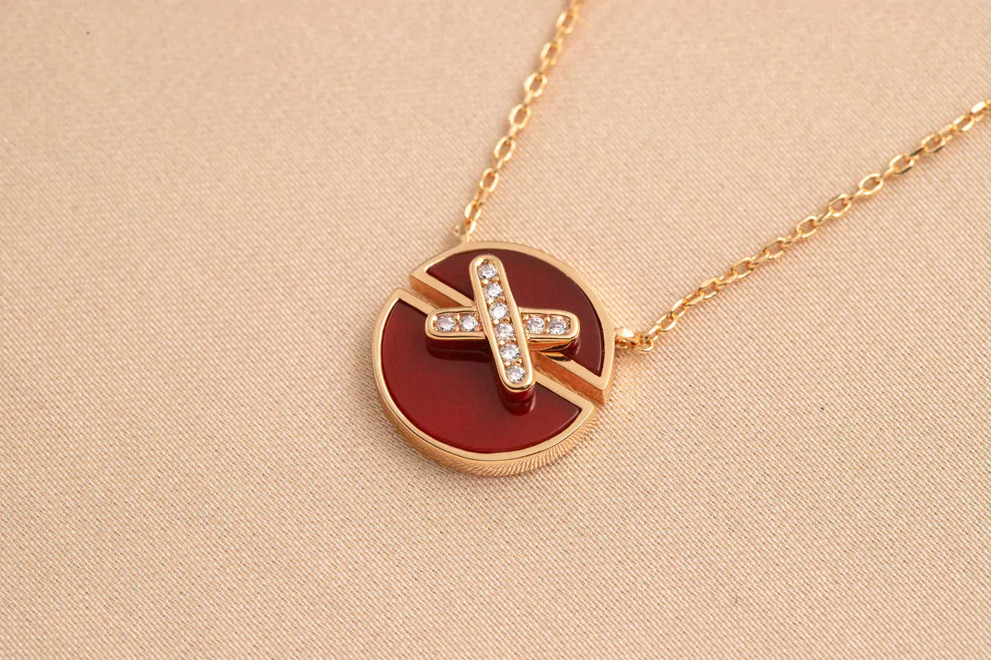 [Charm Aries Jewelry]JEUX DE ROSE GOLD DIAMOND NECKLACE
