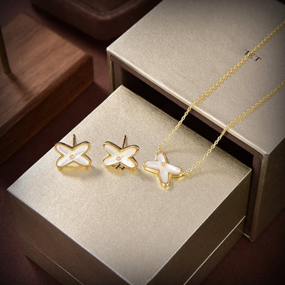 [Charm Aries Jewelry]JEUX DE WHITE MOP GOLD DIAMOND EARRINGS