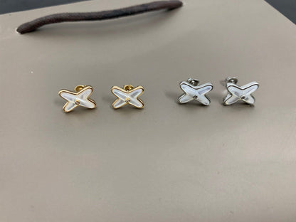 [Charm Aries Jewelry]JEUX DE WHITE MOP SILVER DIAMOND EARRINGS