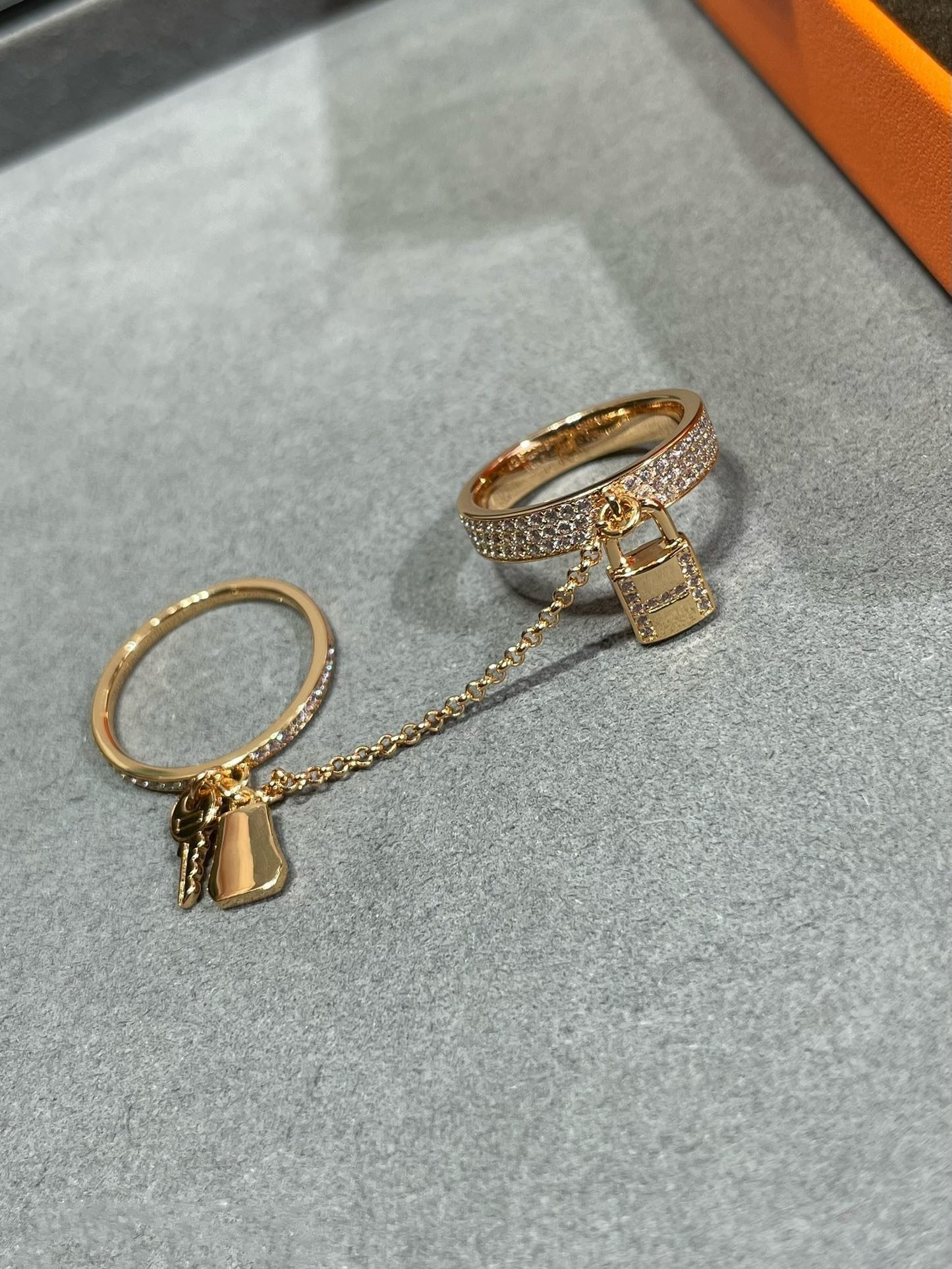 [Charm Aries Jewelry]HM KELLY CLOCHETTE DOUBLE RING IN  WITH DIAMONDS