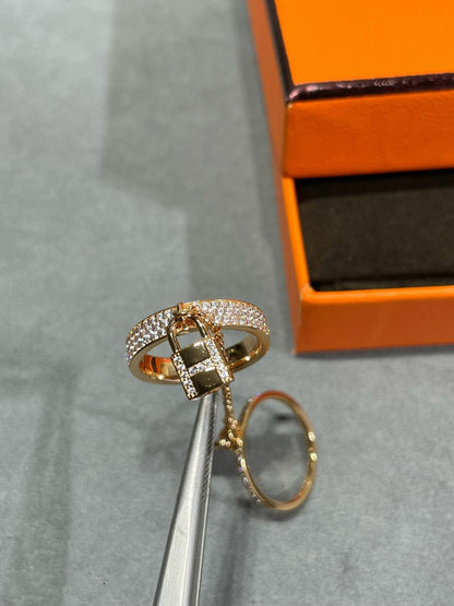 [Charm Aries Jewelry]HM KELLY CLOCHETTE DOUBLE RING IN  WITH DIAMONDS