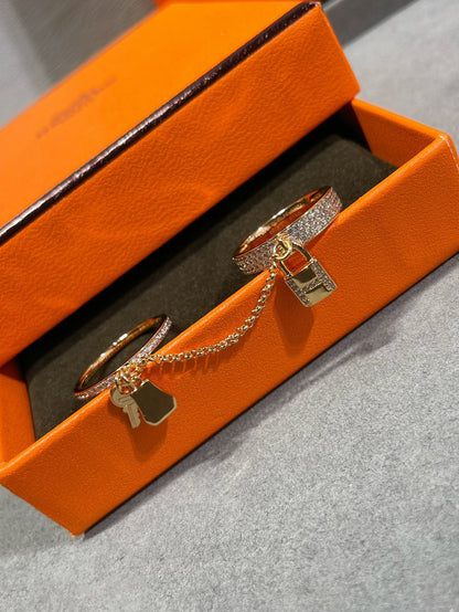 [Charm Aries Jewelry]HM KELLY CLOCHETTE DOUBLE RING IN  WITH DIAMONDS