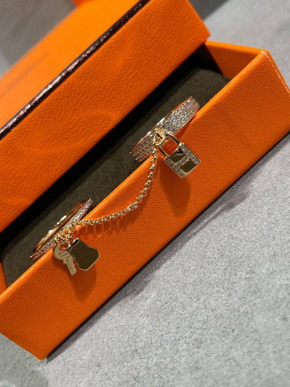[Charm Aries Jewelry]HM KELLY CLOCHETTE DOUBLE RING IN  WITH DIAMONDS